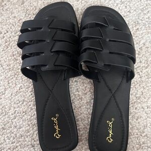 Cupid Elegant Black Slide Sandals